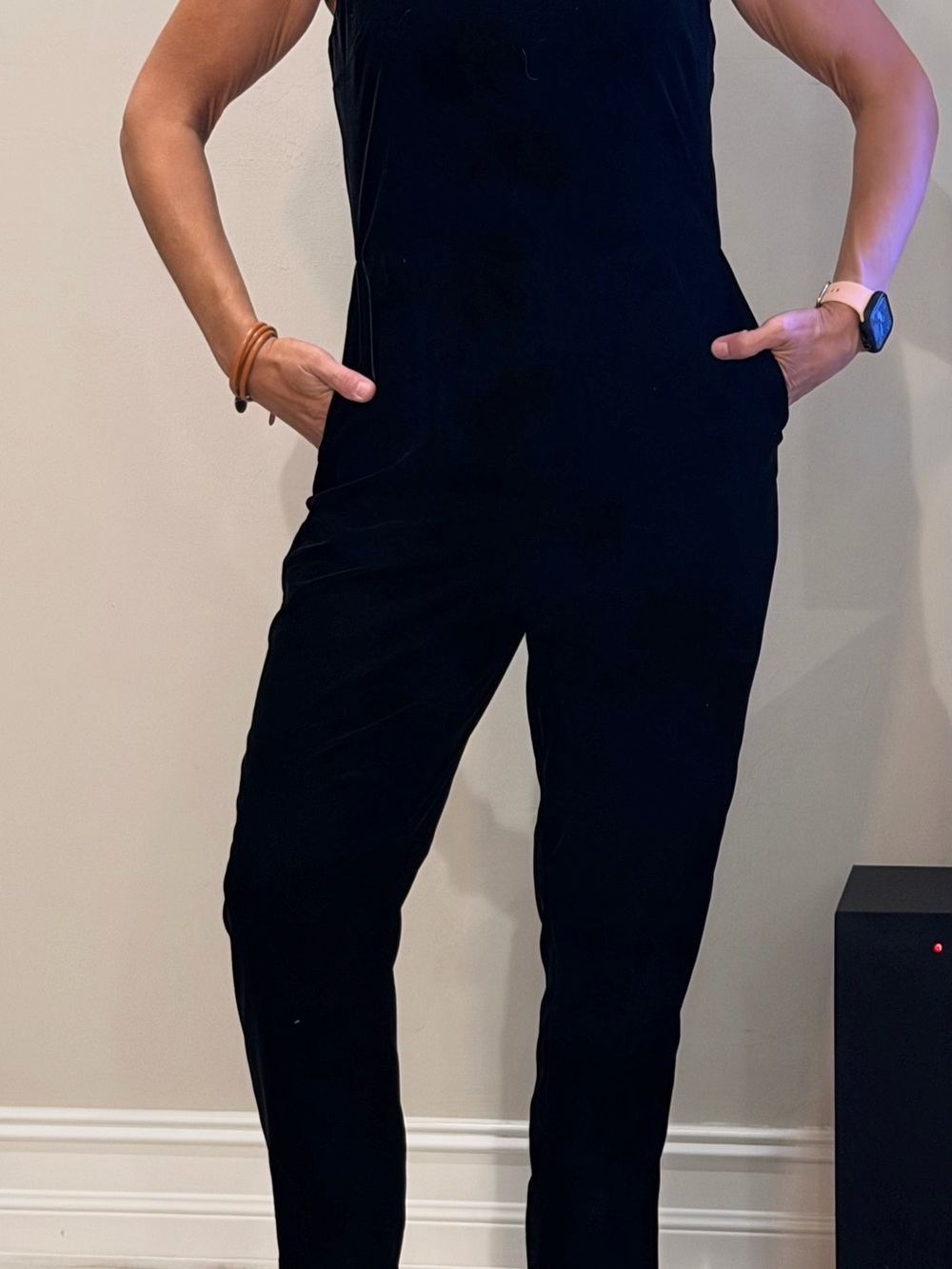 Black Women's velour Jumpsuit - Sleek Everyday Style